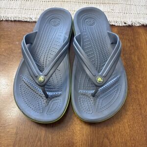 Crocs Unisex‎ Sandals M7 W 9 Black With Green Accents